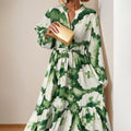 summer new women's clothing: cross-border  fashion - european & american style, trendy & unique printed dress, v-neck maxi dress