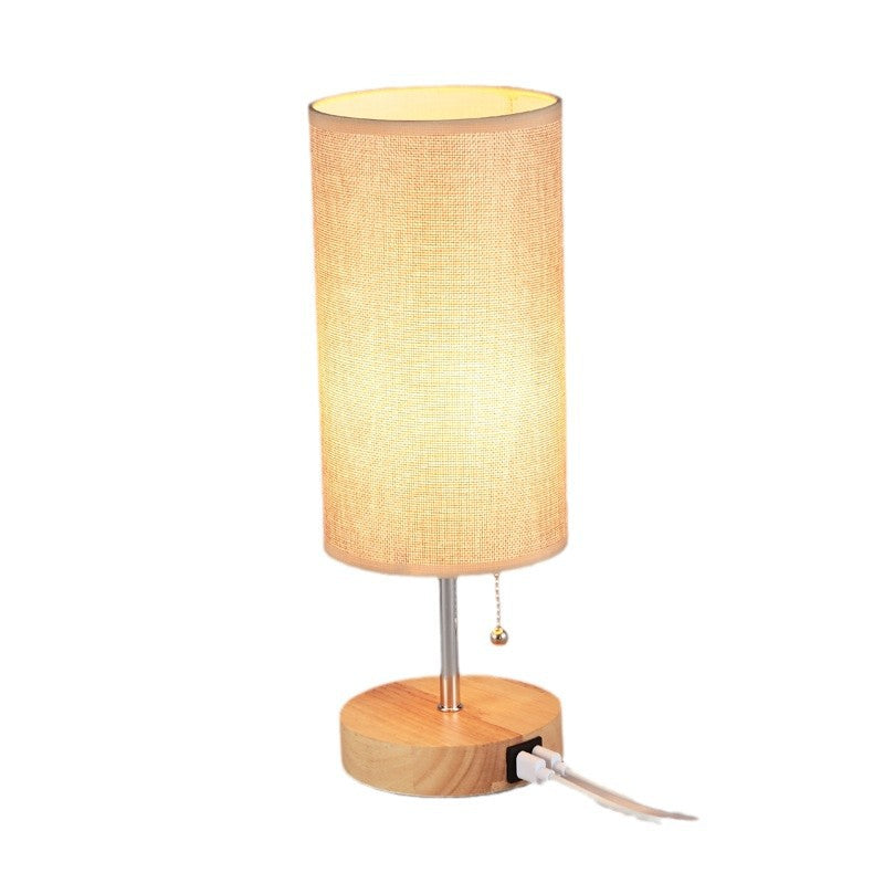 USB charging table lamp wooden base small table lamp  e-commerce  provides E26 zipper lamp holder touch dimming