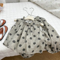 [summer clothing big sale free shipping] girls polka dot cotton and linen suit  summer new fashion little girls style two