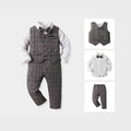 Wholesale branded children's clothing: spring/autumn boys' gentleman's suit, shirt, and vest three-piece set – stylish and fashionable for boys