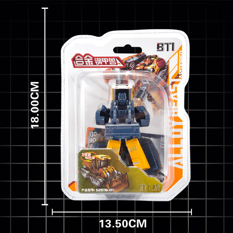 Kids puzzle mini robot toy boy retro moving train combined deformation dinosaur engineering vehicle steel armor beast
