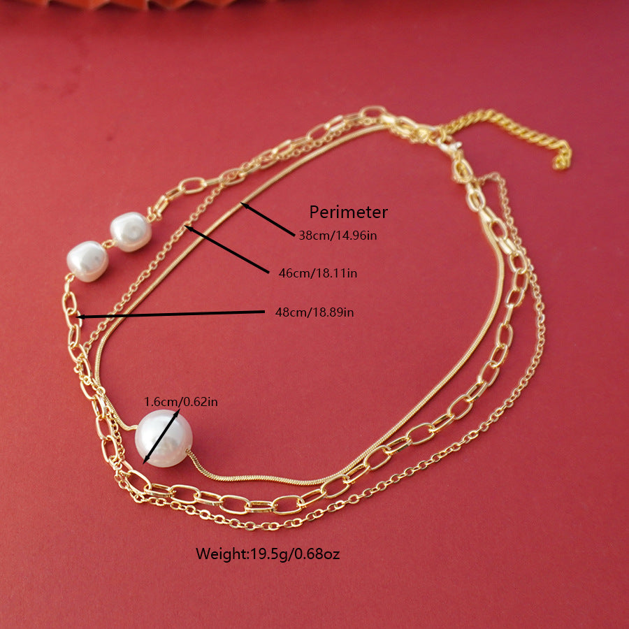 wholesale imitation pearl necklaces, baroque style three-in-one necklaces, niche pearl necklaces
