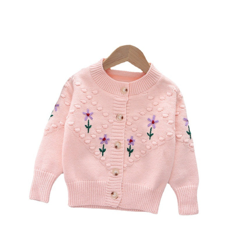 Girls' cardigan sweater -  autumn/winter versatile outerwear - baby girl knitwear - toddler & little girl knitted sweater top