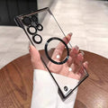 Transparent ultra-thin electroplated magnetic case for samsung s26 ultra, s23 frameless hard case, s24 lens protection case