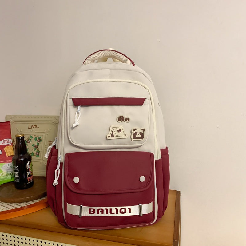 Backpack maillard color classy school bag junior high school student school bag casual travel couple student school bag
