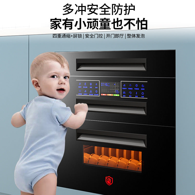 Wholesale uv three-layer 120l disinfection cabinet embedded for home small kitchen tableware chopsticks disinfection cabinet