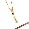 [titanium steel] fashion cross-border popular elegant square color zirconium necklace high-end personalized real zircon sweater chain jewelry