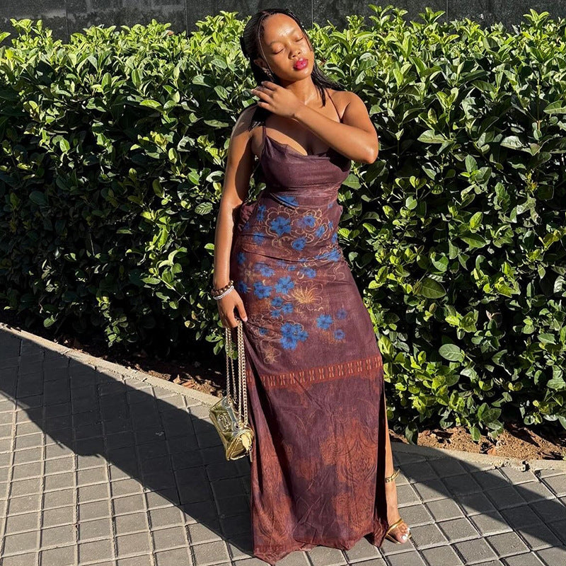 Fashion style cross-border easiest for match outing women's clothing silm hiking elegance hip skirt suspender backless chest wrap long dress