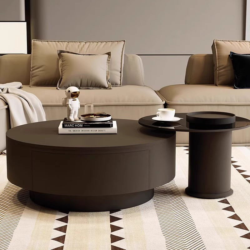 Minimalist slate combination coffee table small apartment simple modern light luxury high-end round living room for home black popular
