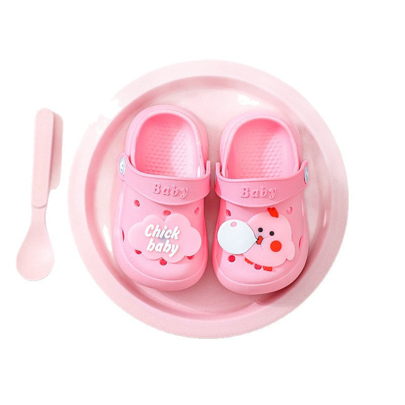 Kids slippers summer boys indoor non-slipfor home cartoon baby girl soft bottom toddler baotou sandals crocs shoes