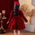 Girl red dress festive new year's greetings short high collar chinese style new chinoiserie princess dress new year clothes winter