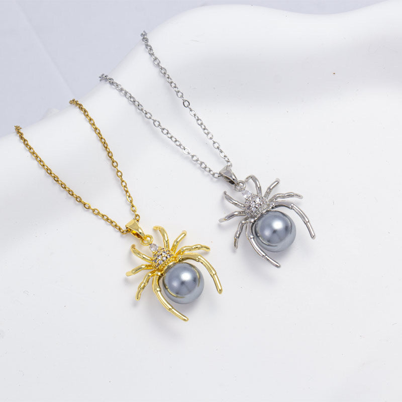 [titanium steel] necklace women's cross-border hot style fashion pearl pendant niche animal high-end clavicle chain jewelry wholesale