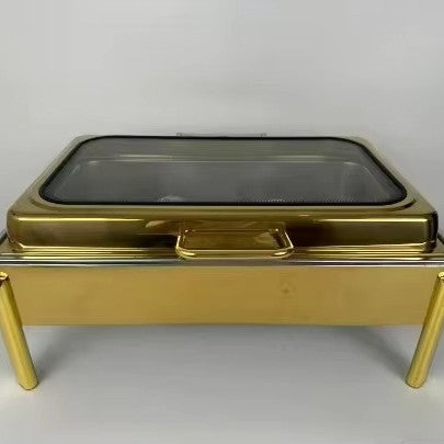 Stainless steel 9l gold deluxe gas heated buffet warmer set