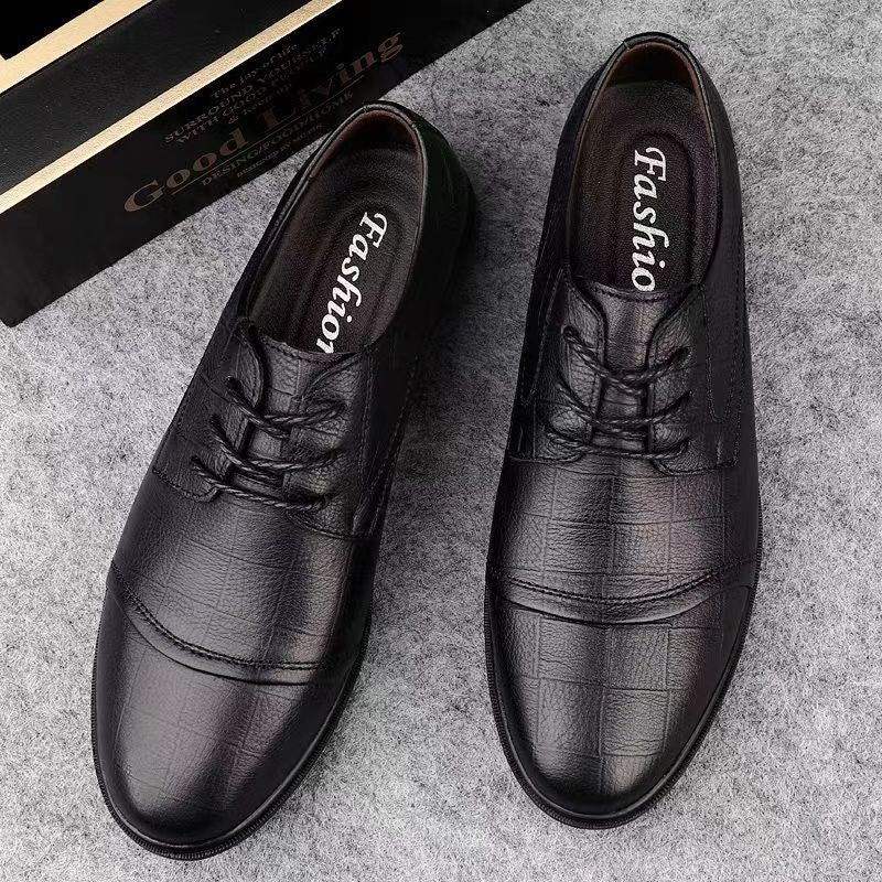 New versatile men's pointed-toe leather shoes - soft sole business casual loafers - perfect for work, security, or dad shoes - wholesale available