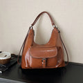 retro work clothing soft leather women's bag classy large capacity shoulder bag maillard style multifunctional backpack women