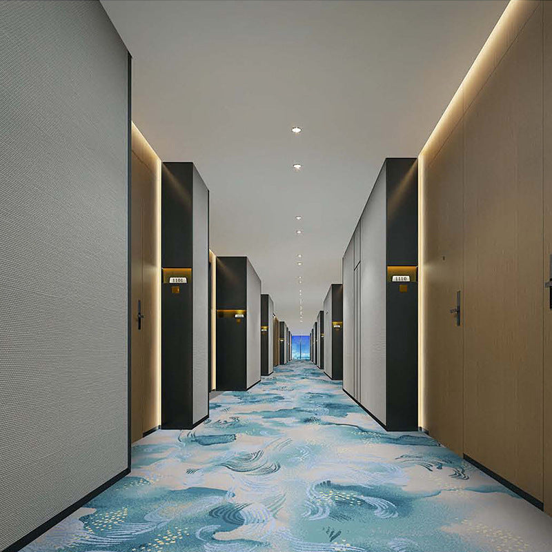 Hotel corridor aisle carpet new chinoiserie nylon printing 800g thickeneded flame retardant b1 pass-through floor stain-resistant aisle carpet
