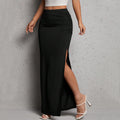 Amazon cross-border fashionable european and american minimalist workwear midi skirt -  summer elegant versatile slimming slit bodycon maxi skirt