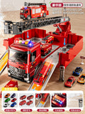 Sprinkler fire truck [transforming + dual rail ejection] 10 alloy cars (premium gift box)