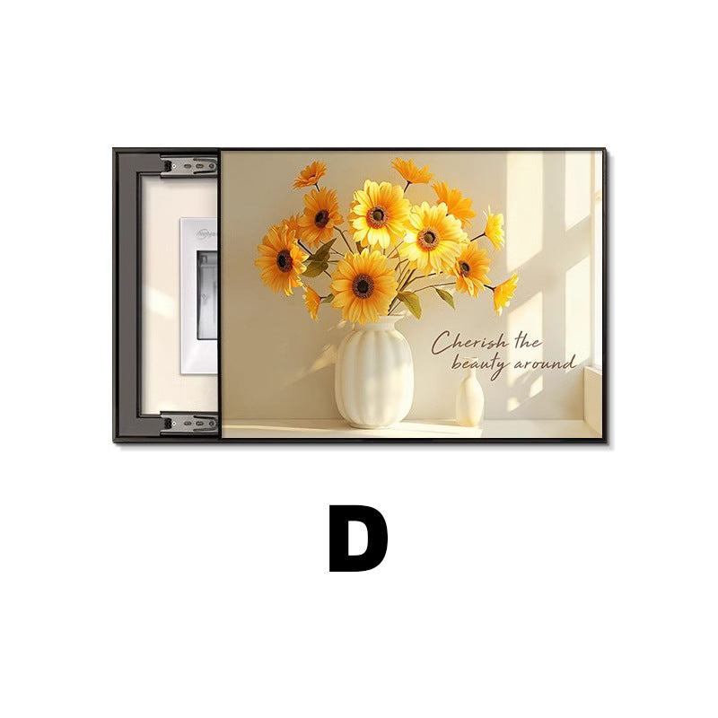 French cream air meter box decorative painting modern simple distribution box blocking hanging painting advanced sense 2025 new