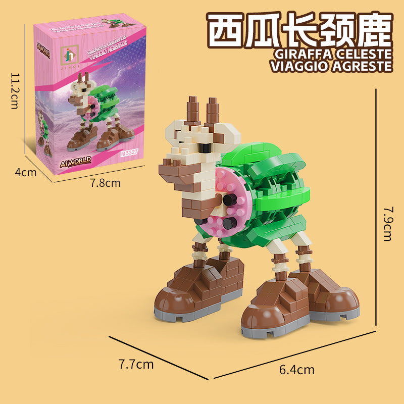 [half price big sale] ai shan hai jing wooden stick man banana monkey shark puzzle assembled building blocks handmade toy ornaments