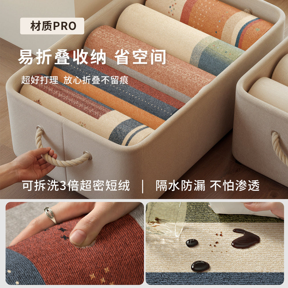 Removable and washable carpet living room bauhaus retro easy-care machine washable double-layer for home bedroom bedside soundproof floor mat
