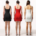 C7593 cross-border   fashion women's elegant rhinestone-embellished sleeveless mini dress