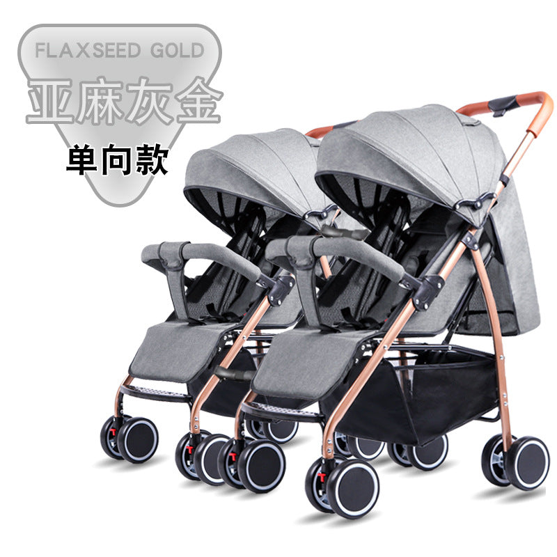 Wholesale double stroller: lightweight, high-view, convertible (sitting/reclining), detachable, foldable, twin baby pram