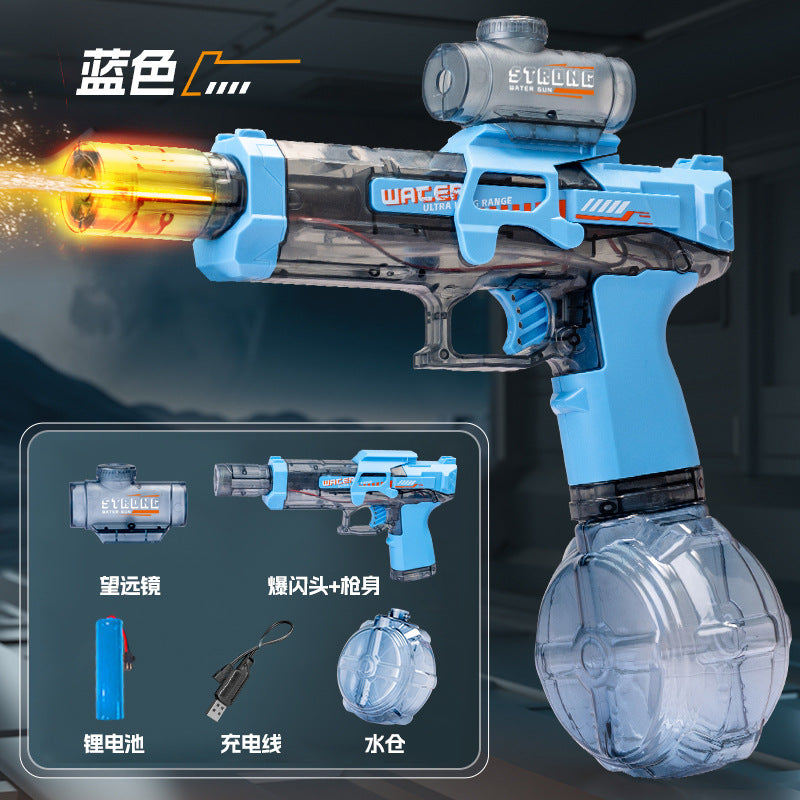 Popular popular fire light small ice mouse electric water gun toy large capacity high speed continuous fire water gun kids water toy