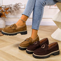Spring & fallnew arrival buckle thick solelow ankleflats women's cross-border plus size british style retro slip-on flats  supply