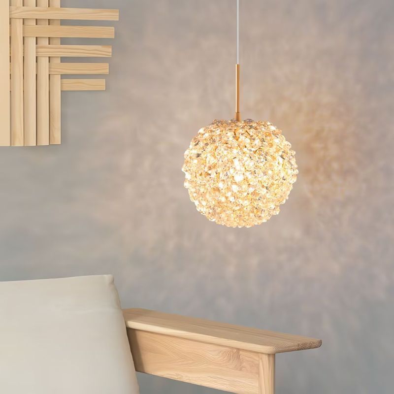 Bedroom bedside pendant light  new french light luxury high-end crystal small pendant lamp creative art decorative light