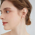 Copper plated real gold earrings for women four prongs single diamond sweet pearl hong kong style small elegant earrings accessible luxuryniche style earrings