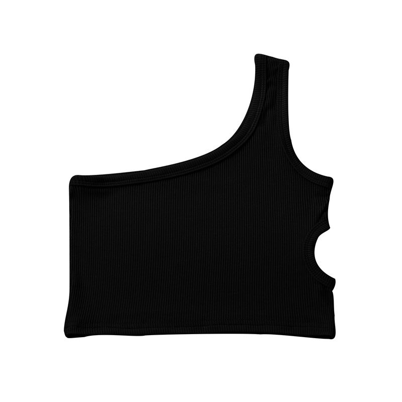 Infant and toddler vest children's clothing summer one-shoulder same-side waist hole girl's halter top cotton fashionfashion style