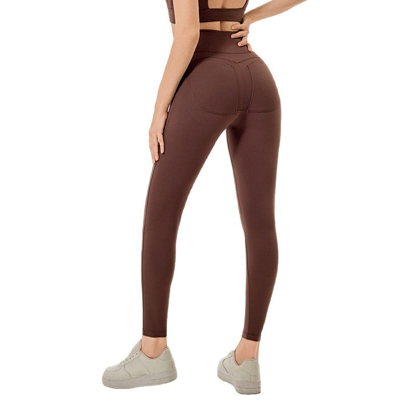 Export cross-border tummy-tightening sports pants, high-waisted peach butt fitness pants, t-line-free outwear running yoga pants