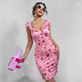 In stock - 53295#  cross-border fashion women's printed elegant sexy ruffle sleeveless dress