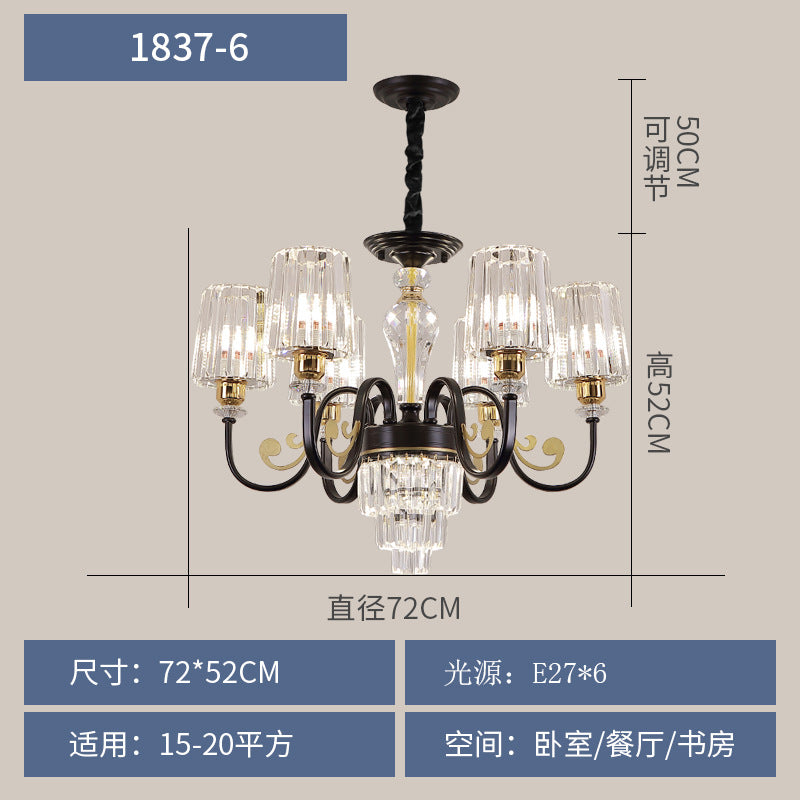 Living room lamp modern simple atmosphere light luxury hall high-end lighting villa duplex building American lamp crystal chandelier
