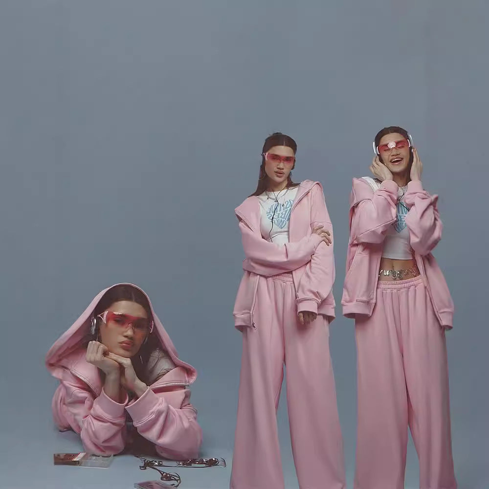 European and American Independent Station New Women's Suit Casual Hooded Long Sleeve Sweater Cardigan Pants Suit Fashion Suit Women