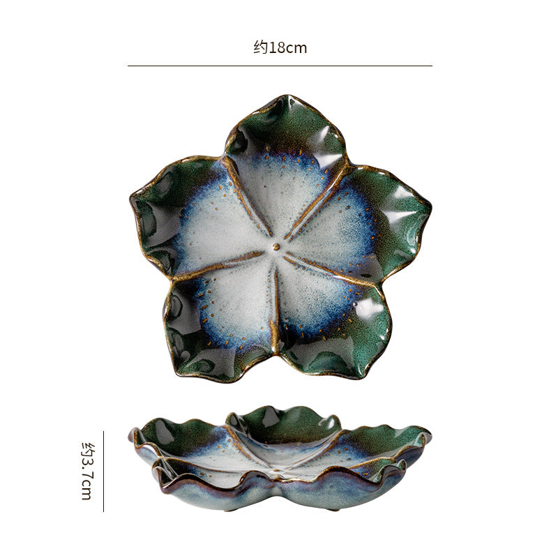 Insstylish five-pointed petal ceramic plate entrance jewelry display tray internet celebrity props storage plate