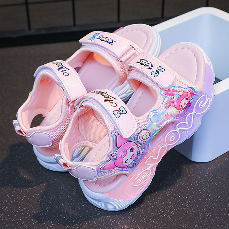 Kuromi girls' sandals - new  summer collection: light-up princess sandals for kids, stylish baby beach slippers for girls