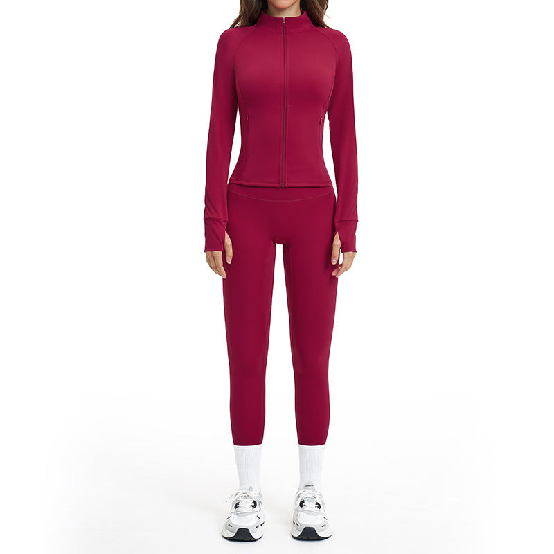 brushed new arrival yoga suit silmslimming look quick-drying fitness clothes outdoor running sports suit for women 4520