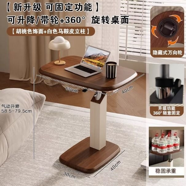 Saddle leather adjustable side table for home bedside table medieval style living room coffee table small table movable bedside computer table