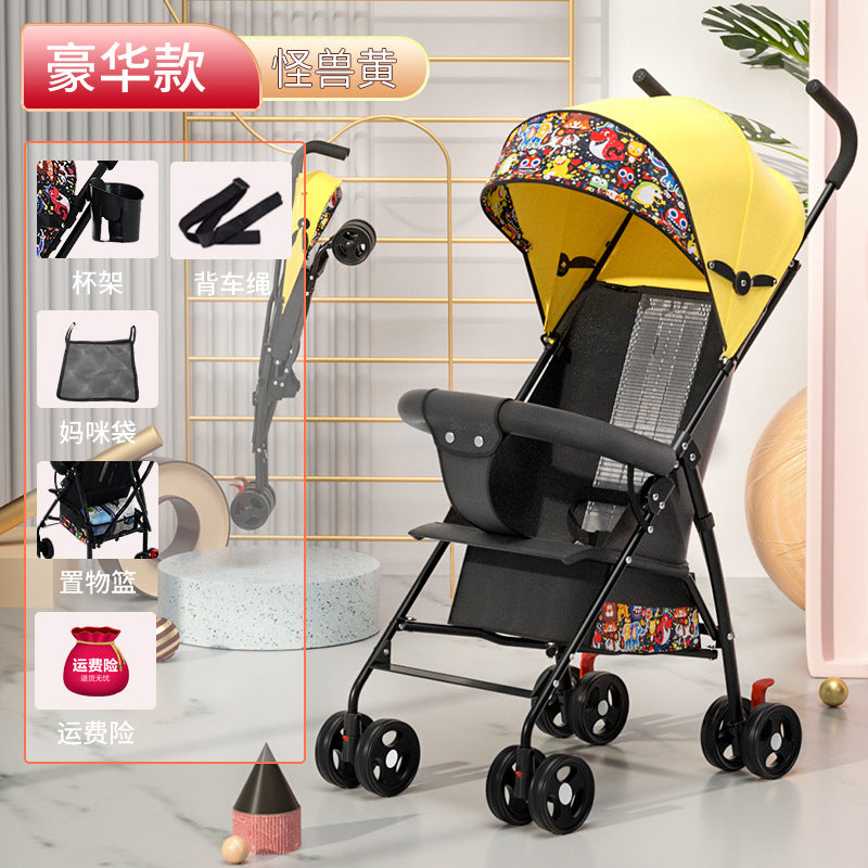 Baby stroller can sit or lie down baby lightweight foldable simple ultra-small kids walking portable umbrella stroller push summer