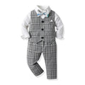 Autumn boys' three-piece outfit: new children's single-breasted long-sleeve shirt, vest, and pants set - baby suit