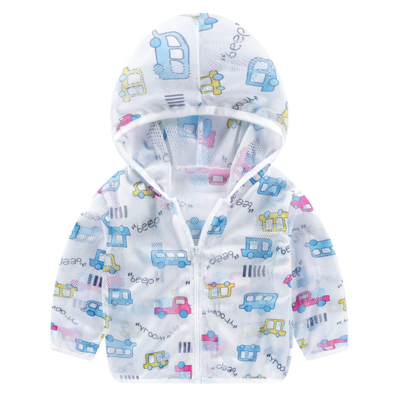 Summer kids sun protection clothing baby sun protection clothing outdoor breathable light air-conditioned clothing hooded outwear children's clothing skin clothing
