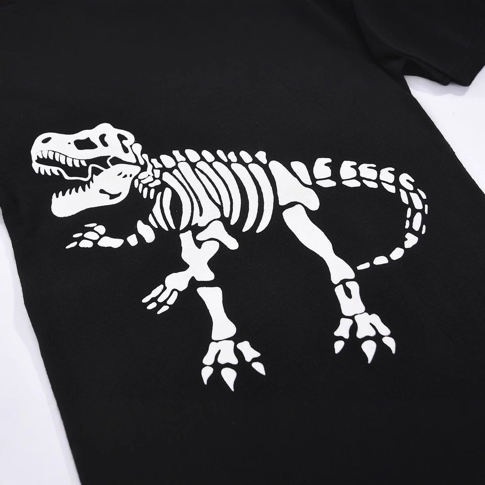Glow-in-the-dark foreign trade cross-border children's clothing and home wear supply   classic dinosaur short-sleeved shorts suit