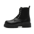 Men's martin boots: british style black high-top leather shoes, new mid-top motorcycle boots, fleece-lined warm height-increasing leather boots