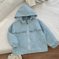 Girls' korean style spring/summer new fashion hooded loose casual versatile lace trim hoodie jacket trendy top