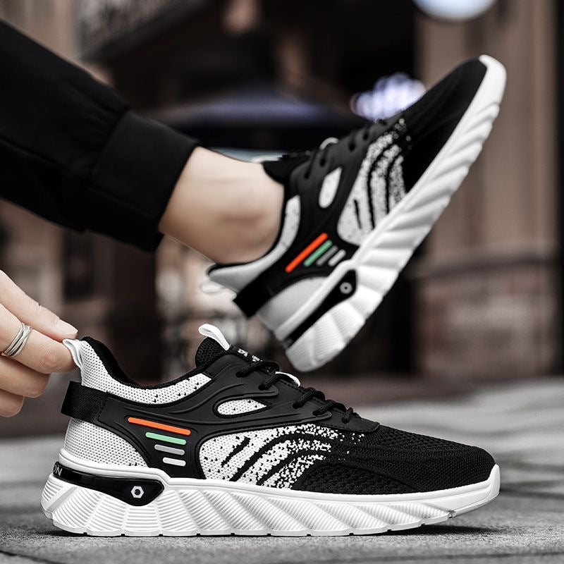 Men's shoes 2025 new winter soft sole anti-odor flyknit mesh shoes men's versatile mesh casual sports running shoes