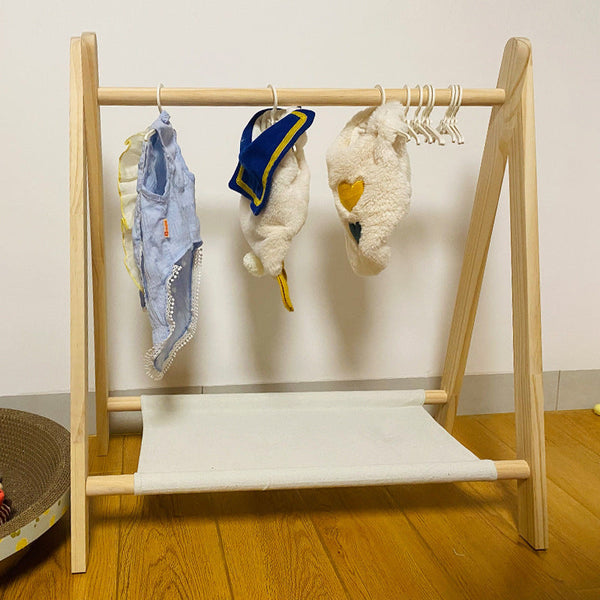 Children's Solid Wood Hanger Newborn Clothes Hanger Children's Clothing Floor Display Hanger Cat Dog Wardrobe Pet Hanger