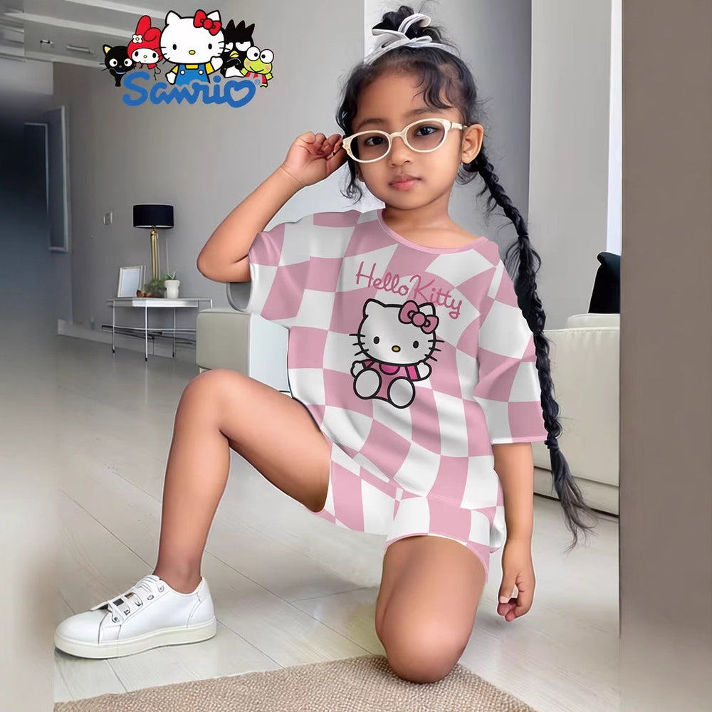 wholesale girls' short-sleeve and shorts sets, fashionable spring, summer, and autumn outfits for girls