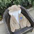 Kids' fleece-lined hooded zip-up jacket: cute and cozy winter warmth for baby boys and girls
